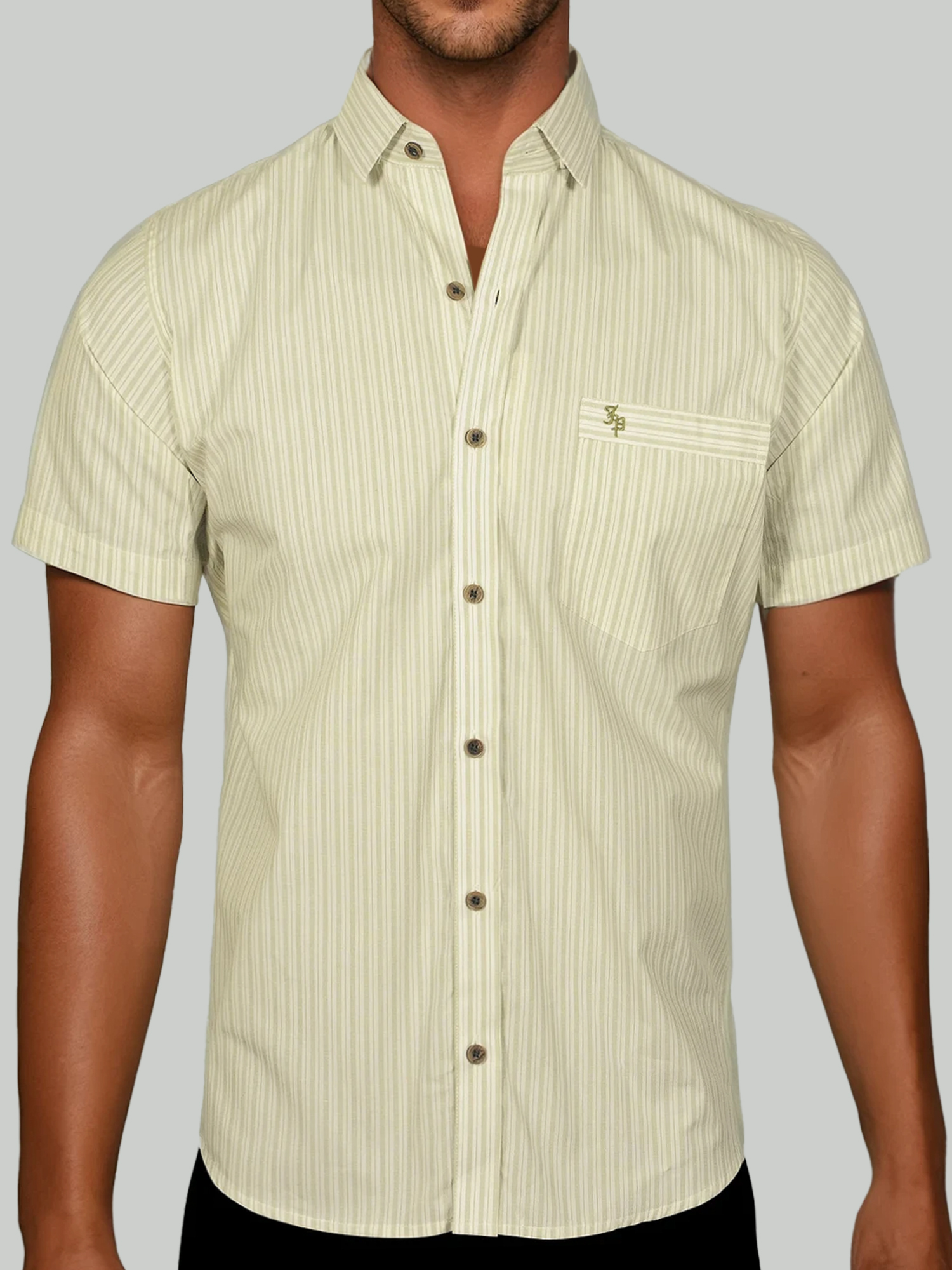 CAMISA HOMBRE LINEAS VERDES