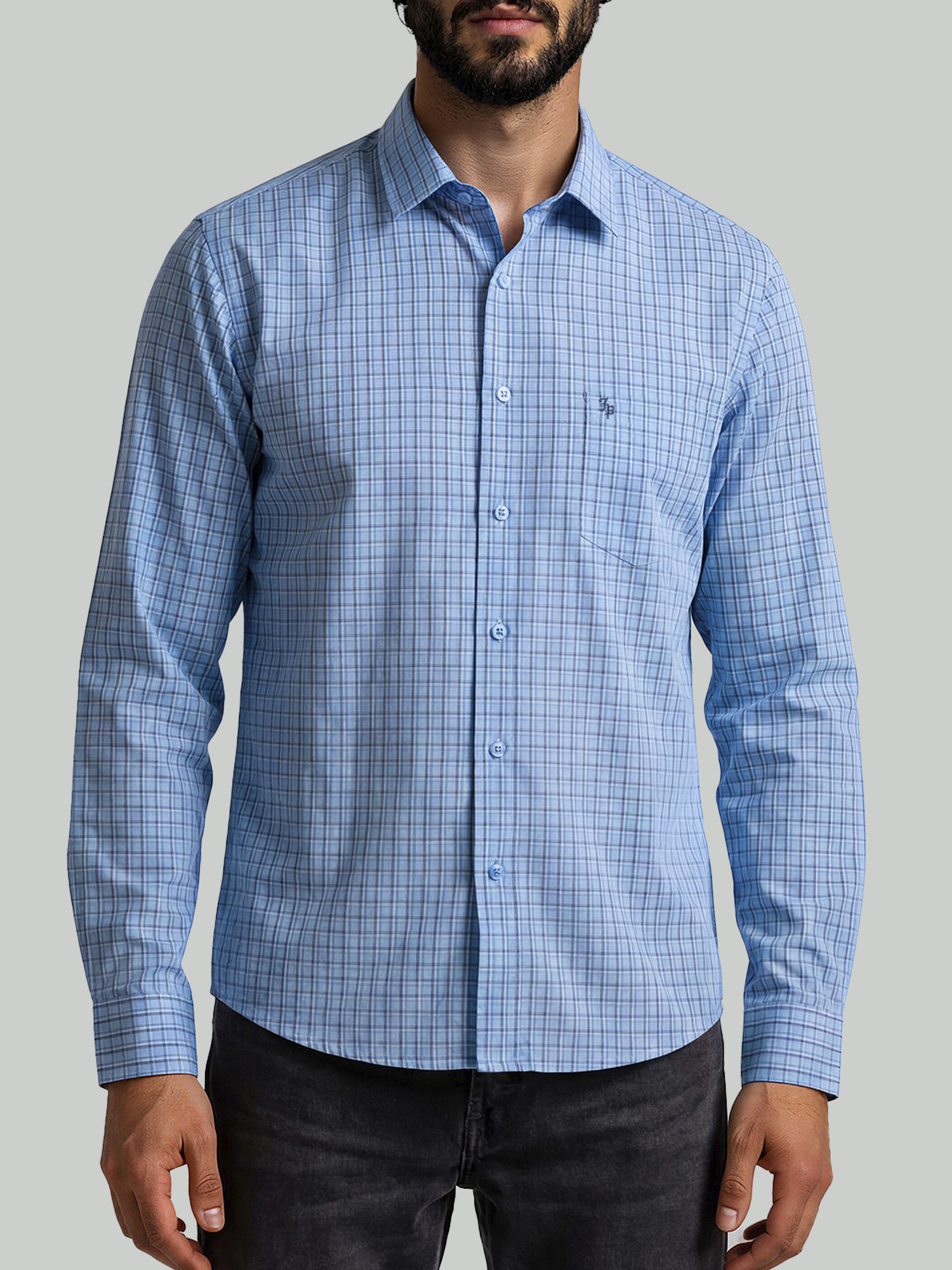 Compra camisa de cuadros para hombre color Azul. Manga larga, fit regular, tela resistente y diseño moderno John Paolo. Ideal para looks casuales elegante